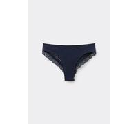 Tezenis Brasiliana Taglio Vivo Cotone Organico e Pizzo Riciclato Donna Blu Taglia L