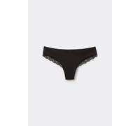 Tezenis Brasiliana Taglio Vivo Cotone Organico e Pizzo Riciclato Donna Nero Taglia M