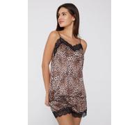 Tezenis Canotta con Spalline Sottili in Raso Stampato e Pizzo Donna Marrone Taglia M