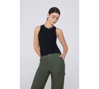 Tezenis Canotta Spalla Vogatore Cotone a Costine Donna Nero Taglia L