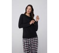 Tezenis Maglia Cotone Manica Lunga Punto Bambola Donna Nero Taglia L