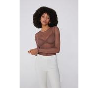 Tezenis Maglia Manica Lunga Girocollo in Tulle Donna Marrone Taglia M