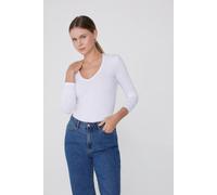 Tezenis Maglia Manica Lunga Scollo a V in Cotone Organico Elasticizzato Donna Bianco Taglia M