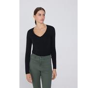 Tezenis Maglia Manica Lunga Scollo a V in Cotone Organico Elasticizzato Donna Nero Taglia S
