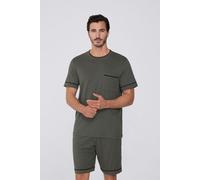 Tezenis Pigiama Corto Basic Piping in Cotone con Taschino Uomo Verde Taglia M