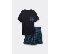 Tezenis Pigiama Corto Cotone con Taschino Quadri Uomo Blu Taglia XL