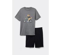 Tezenis Pigiama Corto Cotone Stampa Moto Cane Uomo Nero Taglia S