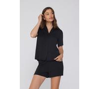 Tezenis Pigiama Corto Mezza Manica Aperto in Viscosa Donna Nero Taglia S