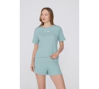 Tezenis Pigiama Corto Mezza Manica Costine Ricamo Donna Verde Taglia L