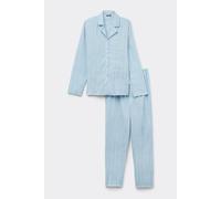 Tezenis Pigiama Lungo Aperto in Tela Cotone Donna Azzurro Taglia M