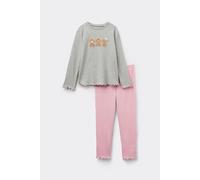 Tezenis Pigiama Lungo Bimba Cotone Pesante Patch Cani Bambina Grigio Taglia 10-11