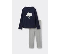 Tezenis Pigiama Lungo Bimba Cotone Pesante Patch Nuvola Bambina Blu Taglia 6-7
