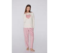 Tezenis Pigiama Lungo Cotone e Pile Patch Cuore Donna Stampa Taglia S