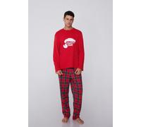 Tezenis Pigiama Lungo Cotone Pesante Patch Family Gang Uomo Rosso Taglia L