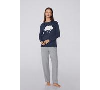 Tezenis Pigiama Lungo Cotone Pesante Patch Nuvola Donna Blu Taglia S