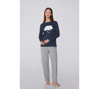 Tezenis Pigiama Lungo Cotone Pesante Patch Nuvola Donna Blu Taglia XS