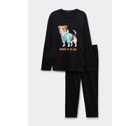 Tezenis Pigiama Lungo Cotone Stampa Jack Russel Uomo Nero Taglia S