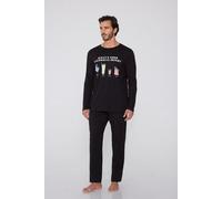 Tezenis Pigiama Lungo in Cotone Stampa Drinks Uomo Nero Taglia XL