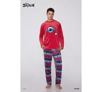 Tezenis Pigiama Lungo Micropile Uomo Stitch Disney Natale Uomo Nero Taglia L