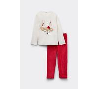 Tezenis Pigiama Lungo Pile Patch Renna Bimba Bambina Rosso Taglia 4-5