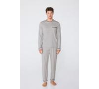 Tezenis Pigiama Manica Lunga in Cotone Piping Uomo Grigio Taglia M