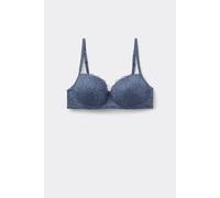 Tezenis Reggiseno Balconcino Leggermente Imbottito in Pizzo Riciclato Wien Donna Blu Taglia 4D