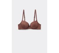 Tezenis Reggiseno Balconcino Leggermente Imbottito in Pizzo Riciclato Wien Donna Marrone Taglia 2D