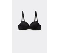 Tezenis Reggiseno Balconcino Leggermente Imbottito in Pizzo Riciclato Wien Donna Nero Taglia 3D
