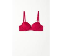Tezenis Reggiseno Balconcino Leggermente Imbottito in Pizzo Riciclato Wien Donna Rosso Taglia 3C