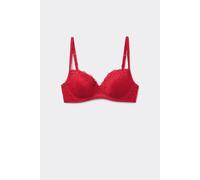 Tezenis Reggiseno Balconcino Leggermente Imbottito in Pizzo Riciclato Wien Donna Rosso Taglia 4D