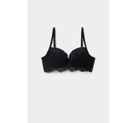 Tezenis Reggiseno Balconcino Leggermente Imbottito Wien Glam Rib Donna Nero Taglia 3D