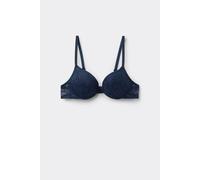 Tezenis Reggiseno Super Push-up in Pizzo Riciclato Los Angeles Donna Blu Taglia 4B