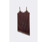 Tezenis Sottoveste Vestito Asimmetrica in Raso e Pizzo Donna Marrone Taglia M