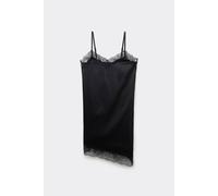 Tezenis Sottoveste Vestito Asimmetrica in Raso e Pizzo Donna Nero Taglia S