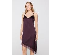 Tezenis Sottoveste/Vestito Asimmetrica in Raso e Pizzo Donna Viola Taglia M