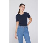 Tezenis T-shirt Girocollo in Cotone Organico Elasticizzato Donna Blu Taglia L