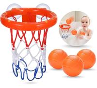 Teziluo Giocattoli da bagno, canestro da basket per bambini e bambini, giocattoli da bagno per bambini dai 4 agli 8 anni, con ventosa e 3 palline senza foro, per ragazzi e ragazze