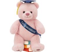 Tezituor - Orso di peluche per laurea, grande peluche da 45,7 cm con cappello di laurea, grazioso orso di peluche rosa, regalo per amici, familiari e bambini