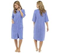 TF Vestaglia per Accappatoio in Spugna di Cotone con Zip Frontale in Cotone (XL = EU 48-50, Lilla)