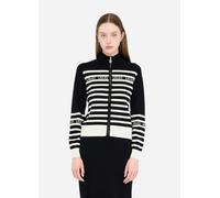 TF5214 MAGLIA APERTA LIU JO A RIGHE CARDIGAN DONNA CON PERLE E LOGO NERO E ZIP