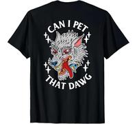 tf6jres Can I Pet That Wolf Tattoo Art Back Men Women Unisex T-Shirt Black S