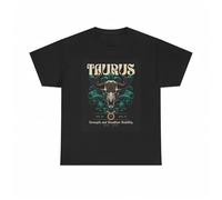 tf6jres Taurus Zodiac Astrology Sign Graphic T Shirt Unisex Heavy Cotton Tee Black Black