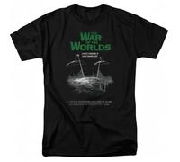 tf6jres War of The Worlds Attack Poster T Shirt Sci-Fi Movie Retro Tee Black Black Black