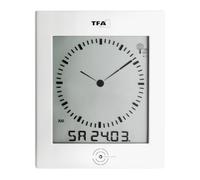 TFA 60.4506-Orologio radiocontrollato Dialog con visualizzazione Data, Giorno, Temperatura e umidità, Argento, 265 x 220 x 31 mm