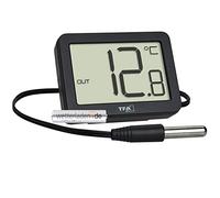 TFA Dostmann 30.1066.01 - Termometro digitale per interni ed esterni, con sonda di temperatura impermeabile, valori massimi e minimi, con magnete/supporto, nero con batteria