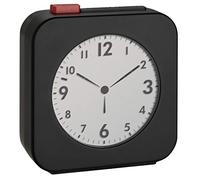 TFA Dostmann 60.2555.01 - Sveglia da Viaggio, con Display LCD con Display analogico e Ora, Ideale Come Sveglia da Viaggio, Sveglia, Colore: Nero/Rosso, in plastica, 72 x 27 x 77 mm (L x P x A)
