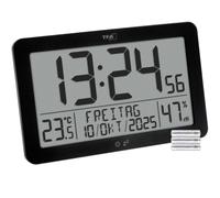 TFA Dostmann 60.2568 - Orologio da parete digitale radiocontrollato e temperatura, con misuratore di umidità, adatto anche per anziani, con retroilluminazione, giorni della settimana in 7 lingue