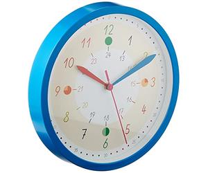 TFA Dostmann 60.3058.06.91 - Orologio educativo da Parete per Bambini e Bambine, per Imparare Il Tempo, colorato, Blu, plastica, Vetro MDF, L 308 x P 44 x H 308 mm