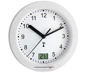 TFA Dostmann 60.3501 Orologio da bagno senza fili analogico con indicatore di temperatura (bianco con batteria)