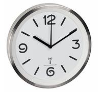 TFA Dostmann Orologio analogico da parete, 60.3535, con illuminazione notturna, movimento silenzioso con lancetta dei secondi, bianco/argento, lunghezza 253 x larghezza 253 x altezza 42 mm